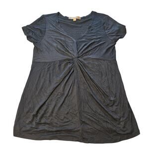 Ellen Tracy Shirt Womens Small Black Twist Front Knit Top Minimalist Capsule